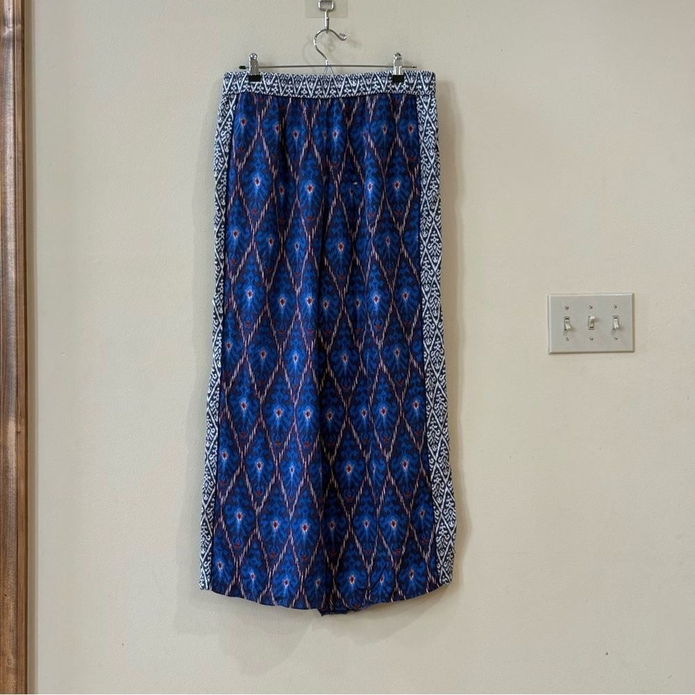Anthropologie Vale Blue Aztec Printed Wide-Leg Pull-On Pants - Picture 6 of 9